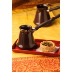 Keramikas kafijas turka katliņš turku kafijai cezva ibrik kafijas kanniņa "Classic" ar noņemamu koka rokturis, tilpums 500 ml, šokolādes krāsa 